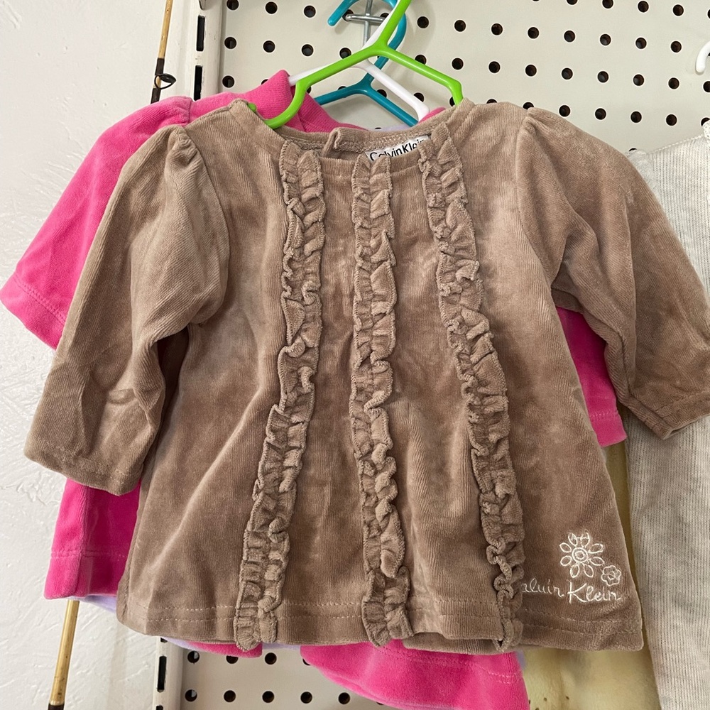 Calvin Klein Tan Baby Dress with Ruffles